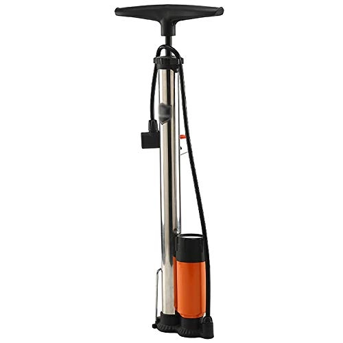 Fahrradpumpen : JIAGU Fahrradreifen Fahrrad Luftpumpe Edelstahl-Hochdruckbanduhr-Pumpe-Fahrrad-elektrische Basketballpumpe Ergonomische Fahrradpumpe. (Color : Silver, Size : 60cm)