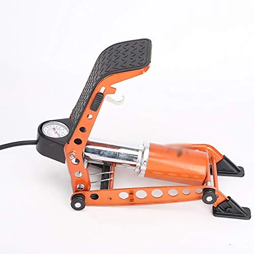 Fahrradpumpen : MICEROSHE Langlebige Fahrradpumpe Auto-Inflator-Pedal-Luftpumpe Hochdruck tragbare Fahrradpedal-Luftpumpe Praktisch (Farbe : Orange, Size : 12x6.4cm)