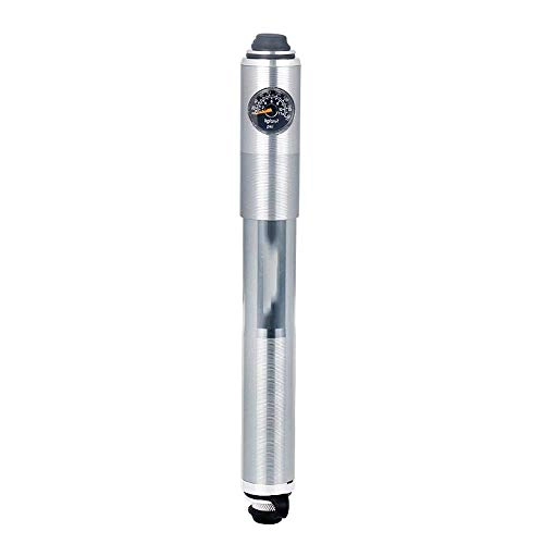 Fahrradpumpen : Qiutianchen Fahrrad Foor Pump Mini Fahrrad-Pumpe mit Manometer Ultra-Leichtgewicht passt Presta Schrader Ventil geeignet for Fahrräder (Color : Silver, Size : 23cm)