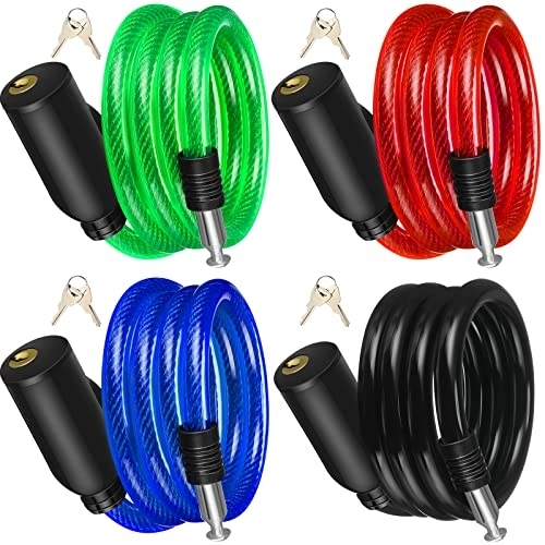 Fahrradschlösser : 10 Stück Anti-Diebstahl-Fahrradschloss-Kabel mit Schlüssel, Fahrradkettenschloss, Fahrradkabelschloss zum Schutz Ihres Fahrradzubehörs, 4 Farben, 10 Stück