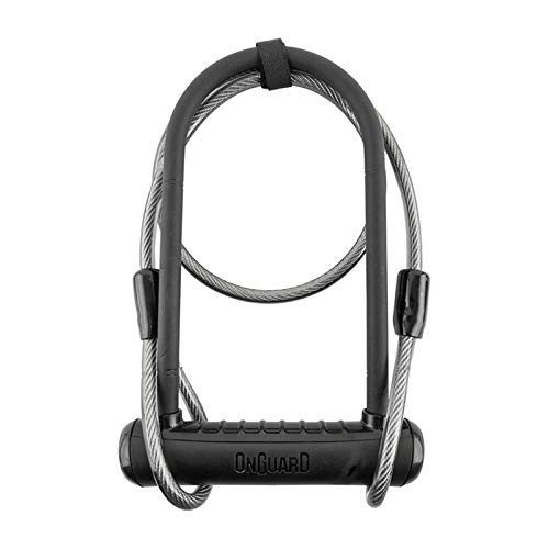 Fahrradschlösser : Onguard Neon 8154 Standard Bügelschloss mit Kabel, schwarz, Fesseln 11, 4 x 22, 9 cm