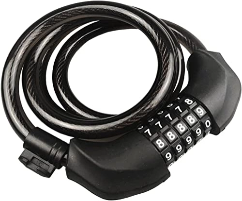 Fahrradschlösser : UPPVTE 5 -stellige Code-Fahrradschlösser, Kombinationskettenschloss Kennwort Lock Lock-Kabel Anti-Diebstahl-Metallkabelschloss for Mountainbike Fahrradschloss (Color : Black, Size : 120cm)