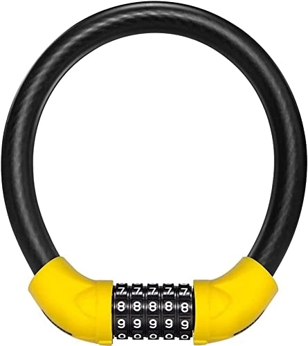 Fahrradschlösser : UPPVTE Kombination Passwort Fahrradschloss, tragbares ringförmiges Motorrad-Diebstahl-Lock-Lock-Wasserdicht und rostfeste Legierungsstahlkabel Fahrradschloss (Color : Black, Size : M)