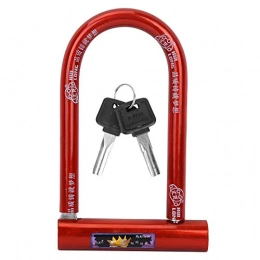 Tbest Cerraduras de bicicleta Candado de Bicicleta U, Bloqueo de Bicicleta U Impermeable a Prueba de Herrumbre Cerradura de Motocicleta Antirrobo de Acero Cerraduras de Núcleo de Cobre Puro con Llave(Rojo)