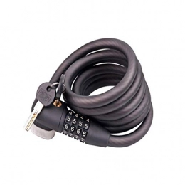 Desconocido Cerraduras de bicicleta FDCW - Candado antirrobo para bicicleta elctrica de motocicleta, cable de acero / contrasea / llave doble / bloqueo antirrobo para bicicleta de montaña (12 mm x 1800 mm), negro