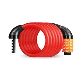 Desconocido Accesorio SSGFZ - Candado antirrobo para bicicleta de montaña, bloqueo antirrobo, bloqueo de llave de bicicleta, bloqueo de cable de acero para bicicleta de carretera, rojo