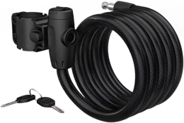UPPVTE Accesorio UPPVTE Cable de Acero Plegable Lock de Bicicleta, Casco de 150 cm en la Motocicleta de Motocicleta de la montaña Bicicleta retráctil con 2 Llaves Candado Bicicleta (Color : Black, Size : 150cm)