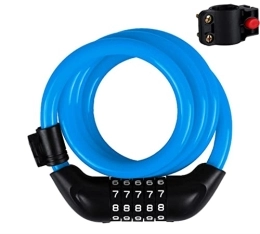 DXSE Accessoires 1.2m Serrure De Vélo Bold Allongé Véhicule Électrique Mot De Passe À Cinq Chiffres VTT Anti-vol Accessoires D'équitation (Color : Blue)