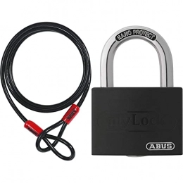 ABUS Verrous de vélo Abus Cobra 10 / 200 Antivol câble à boucle Noir 200 cm & T65AL / 40 Cadenas antivol "myLock" Aluminium Noir