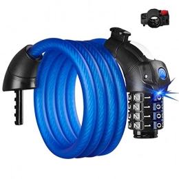 WNWNZSH Verrous de vélo antivol Cable Cable antivol Combinaison vélo serrures Vélo câble de Verrouillage Roue de vélo Serrure Combinaison Cadenas de vélo Blue, 1.8m
