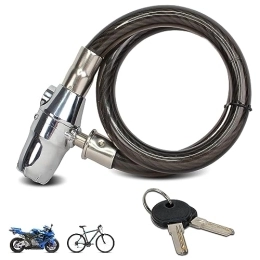 FISHTEC Verrous de vélo Antivol Power Lock - Cadenas Velo ou Moto pour une Sécurité renforcée avec Alarme 110 décibels - Fonctionne avec Piles - ⌀ Cable 2 CM - Longueur 80 CM - Noir