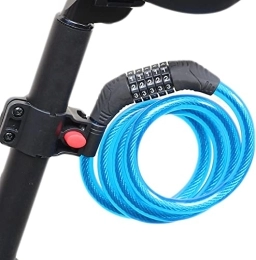 BREWIX Verrous de vélo BREWIX Antivol de vélo portable 120 cm antivol de casque de moto combinaison de mot de passe à 5 chiffres antivol câble en acier audacieux avec support de verrouillage, bleu Verrous (Color : Blu)