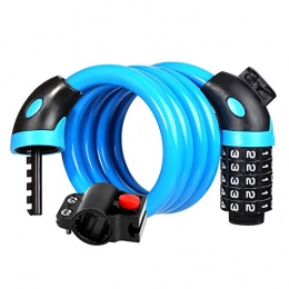 Fanuosuwr Antivol de Vélo Pratique Combinaison de Verrouillage réinitialisable Haute sécurité de vélos Cable Lock avec 5 Digits de Support de Montage Large Utilisation (Couleur : Blue, Size : 120cm)