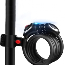 Jnsio Verrous de vélo Jnsio Cadenas De Vélo Étanche Portable Combinaison 4 Chiffres Réinitialisable À Chaîne Haute Sécurité 180Cm Support Fixation LED Lampe pour Vélo Scooter Motos