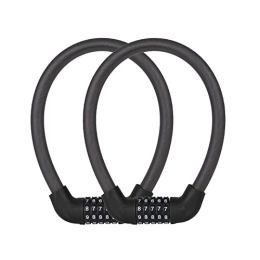 Yolispa Verrous de vélo Lot de 2 cadenas de sécurité pour vélo à 5 chiffres avec combinaison de câble antivol robuste pour vélo, moto, électromobile