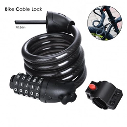 pisky Verrous de vélo pisky Antivol Velo, Cadenas Velo Câble 1.8M Chaine Antivol Combinaison avec 5 Chiffres Intelligente Code et Vélo Titulaire pour Vélo VTT Moto et Scooter