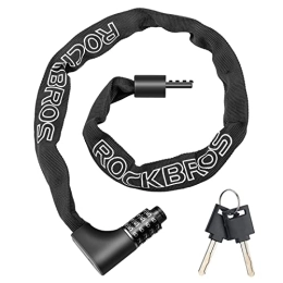 RockBros Verrous de vélo ROCKBROS Chaîne antivol robuste pour vélo - 9, 5 m - Antivol - Verrouillage de sécurité - Combinaison réinitialisable - 2 clés - Pour vélos, motos, portes, portails, clôtures, grilles