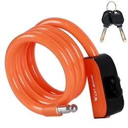 DXSE Accessoires Serrure de vélo antivol clé de sécurité mot de passe câble antivol vtt vélo de route moto cyclisme serrure accessoires de vélo (Color : Orange)