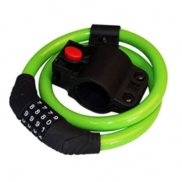 TASGK Verrous de vélo TASGK Cadenas de Vlo, 4 Chiffres Intelligente Code Vlo Scurit Cble Antivol Combinaison avec et Vlo Titulaire (23.7inch), Greenb, 5PCS