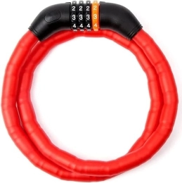 UPPVTE Verrous de vélo UPPVTE Verrouillage du vélo antivol Portable, Combinaison à 4 Chiffres Code numérique Verrouillage du câble Lourd Tricycle de vélos vélo câble (Color : Red, Size : 110cm)