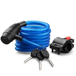 UPPVTE Accessoires UPPVTE Verrouillage du vélo Portable avec 2 clés, câble Filaire en Acier allongé Câble de Verrouillage antivol Casque de Moto vélo câble (Color : Blue, Size : 1.8M)