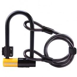 WFSM Accessoires WFSM Protection Extérieure avec Bloc en Alliage À Clé, Chaîne Anti-Hydraulique, Portable, Antivol, Accessoires De Type U, Cadenas De Vélo, Jaune, Noir