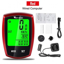 Lee Lam Accessori LED Digital Computer Bicicletta Vota Speedometerwith in Bicicletta Senza Fili Impermeabile Contachilometri Cronometro Tachimetro con Display LCD E di Multi-Funzioni, Rosso, Wire