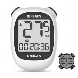 Meilan Computer per ciclismo MEILAN M3 Mini Ciclocomputer con GPS, Ciclocomputer con GPS, Ciclocomputer Wireless, computer GPS per bici, Odometro, Tachimetro per Bici, Contachilometri della bicicletta, Impermeabile (bianco)