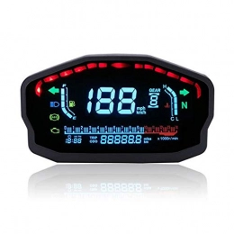 Yishelle Accessori Yishelle Ciclocomputer 14000RMP Moto Digital LCD Contachilometri contagiri Acqua Olio Temperatura Gauge 2 / 4 Cilindri (Colore : Nero, Dimensione : Taglia Unica)