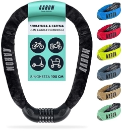 AARON Lucchetti per bici AARON Lock One - Catena antifurto per bicicletta con codice a 5 cifre - lucchetto in metallo e alta sicurezza - per mountain bike, da trekking, da turismo, da corsa, veicoli elettrici