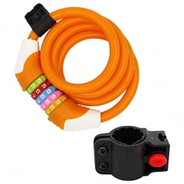 Abaodam Lucchetti per bici Abaodam 1 lucchetto antifurto ad alta sicurezza a 5 cifre, con filo di acciaio, per bicicletta, moto, codice blocco, lucchetto a spirale (arancione, zona del quadrante colore casuale).