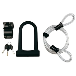 AYKONG Accessori AYKONG Serratura portatile antifurto per bici con serratura a U in acciaio con serratura antifurto per moto, scooter elettrico, E-bike, con staffa a 3 chiavi - Blac