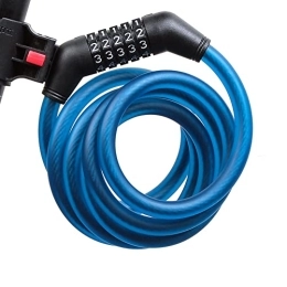 AZPINGPAN Lucchetti per bici AZPINGPAN Lucchetto per bicicletta Lucchetto con codice a combinazione fisso a 5 cifre portatile blu con lucchetto con cavo in acciaio lungo 丨 Cilindro antifurto in lega Adatto per biciclette, motocic