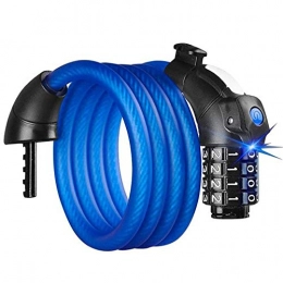 Berhgjjsds Lucchetti per bici Berhgjjsds 1.5M Blu Anti Theft Bike Lock, del Filo di Acciaio di Sicurezza della Bicicletta Cable Lock,