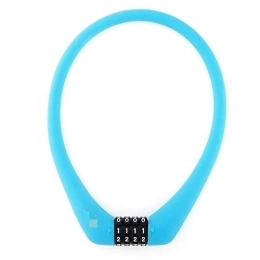 Gatides Accessori Blocco Bici Bicycle Combo Lock Silicone Integrato Integrato Cavo in Acciaio Intrecciato 55cm 4 cifre resettabile Peso Leggero Compatto Catena per Bicicletta (Color : Blue)