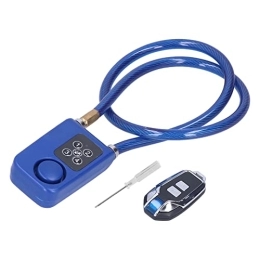 Blocco fune bici Blocco allarme Password Telecomando 4 cifre 110dB IP55 Antifurto senza chiave impermeabile per bici da bicicletta(Blu)