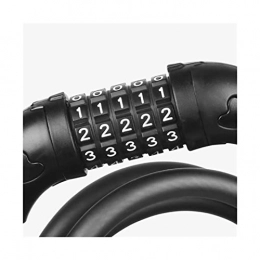 ELAULA Accessori ELAULA Blocco antifurto per bici con password, 5 cifre, per bicicletta, con cavo resistente, codice di 120 cm, colore: nero