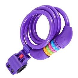 EVANEM Accessori EVANEM Lock for Bike Locks with Code Bike Cable Chain Lock Digit Bike Lock Resettable Bike Lock Bike Code Lock Spiral Lock Steel Wire Bike Lock Bicycle Lock Password Blue Steel Wire 5 (Color : Purple