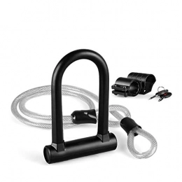 Haishan Accessori Haishan U Biciclette Blocco Antifurto for M-TB Mountain Bike Serratura della Bicicletta Accessori U-Locks in Bicicletta d'Acciaio di Sicurezza della Bici Serrature H10.31 (Color : Cable Lock)