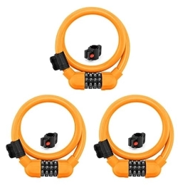 ICDKOYK Accessori ICDKOYK 3 Set di Cavo lucchetto per bicicletta 4 cifre antifurto per mountain bike scooter elettrico esterno sicurezza pezzo di ricambio arancione con staffa