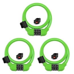 ICDKOYK Accessori ICDKOYK 3 Set di Cavo per lucchetto per bicicletta Password a 4 cifre Antifurto per ciclismo su strada Sicurezza per esterni portatile Verde di scorta con staffa