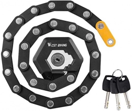 Sconosciuto Accessori J & J Ouest - Bicicletta pieghevole con 3 chiavi Hamburg-Lock in lega antifurto forte sicurezza bicicletta pieghevole blocco supporto di montaggio catena di blocco