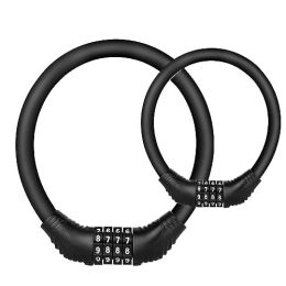 LOVEDELU Accessori LOVEDELU 2 Fogli di Serratura ad Anello per Bicicletta con Codice a 4 Cifre, Serratura ad Anello Leggera e Sicura per Bicicletta, Mountain Bike, Nero