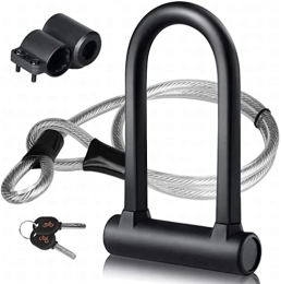 DINOKA Accessori Lucchetto a U per Bici, DINOKA U Blocco Bicicletta Robusta 16mm Antifurto ad Arco con Staffa di Fissaggio + 1.200mm di Cavo in Acciaio Flessibile Intrecciato