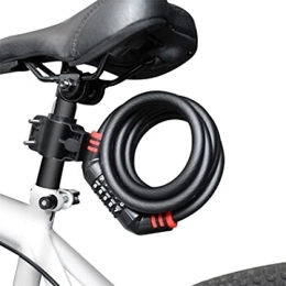 PURRL Accessori Lucchetto per bici ad alta sicurezza a 5 cifre azzerabile per bicicletta con combinazione di lucchetto per bici con staffa di montaggio 1, 5 m di diametro 8 mm (Color : Black, Size : 1.5m-8mm) little