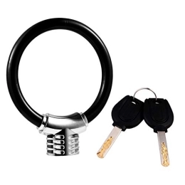 Accessori Lucchetto per bicicletta, lucchetto di sicurezza per bici Lucchetto antifurto per catena per bicicletta con portachiavi a forma di anello per griglia per recinzione cancello porta moto nero