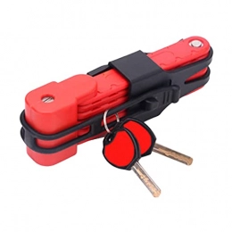 Milageto Accessori Milageto Lucchetto per Bici Lucchetto Pieghevole per Motocicletta per Scooter con 2 Chiavi, Catena Pieghevole Lucchetto Pieghevole in Acciaio Legato per Impieg - Rosso