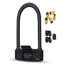 N.ORANIA Lucchetti per bici N.ORANIA Lucchetto Bici a U Catena Bici U-Locks con Combinazione a 4 Cifre Resettare Antifurto per Bici per Scoot / Motociclette / Bicicletta / Porta, AcciaioTemprato Rivestito in PVC