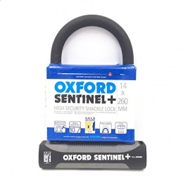 Oxford Lucchetti per bici Oxford Unisex Sentinel Plus u-Lock x, Nero, 14 mm x 260 mm