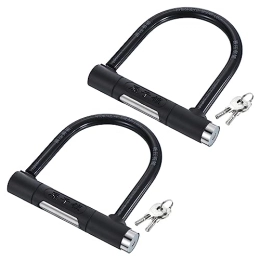 PATIKIL Lucchetti per bici PATIKIL Lucchetto a U per bici con 2 chiavi, confezione da 2 lucchetti antifurto per bicicletta, 13 mm, ad alta sicurezza, per biciclette, scooter, moto, colore nero